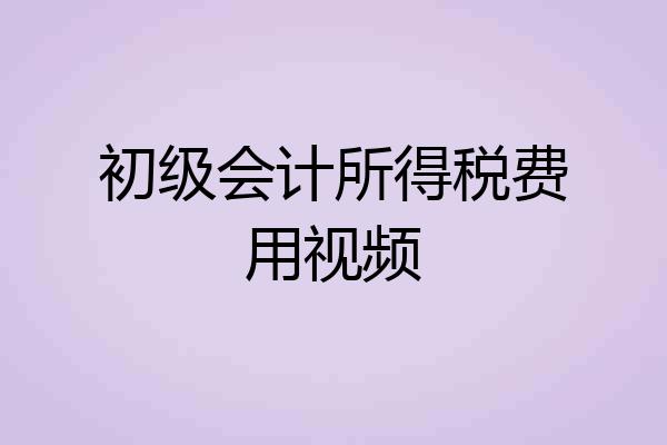 初级会计所得税费用视频