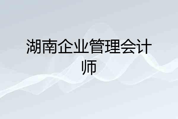 湖南企业管理会计师