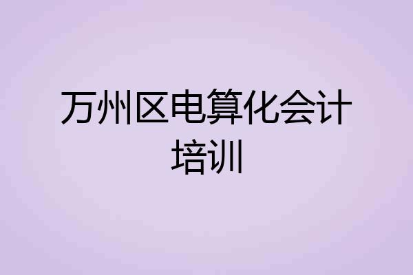 万州区电算化会计培训