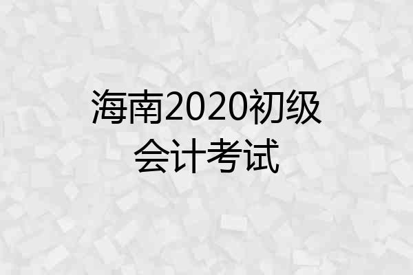 海南2020初级会计考试