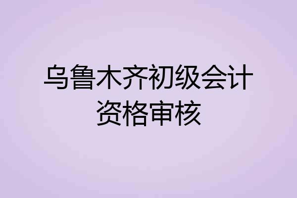 乌鲁木齐初级会计资格审核