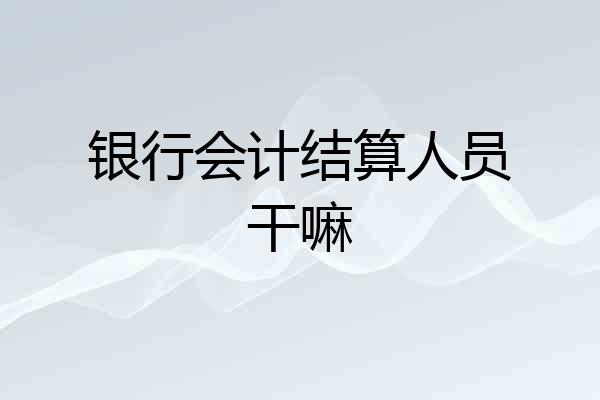 银行会计结算人员干嘛