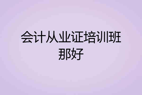 会计从业证培训班那好