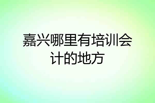 嘉兴哪里有培训会计的地方