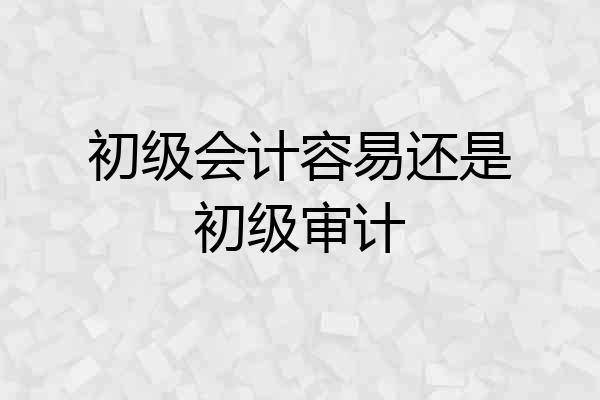 初级会计容易还是初级审计
