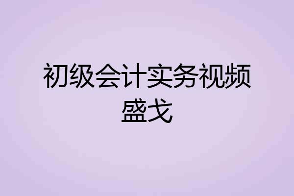 初级会计实务视频盛戈