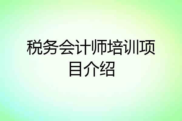 税务会计师培训项目介绍