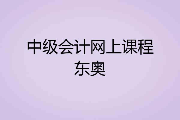 中级会计网上课程东奥