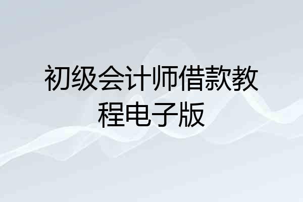 初级会计师借款教程电子版