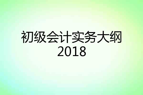 初级会计实务大纲2018
