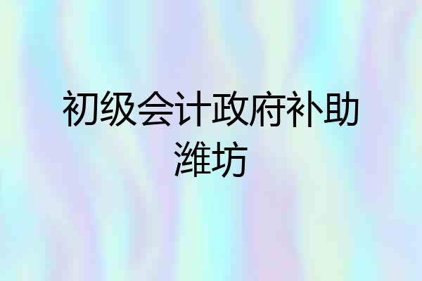初级会计政府补助潍坊