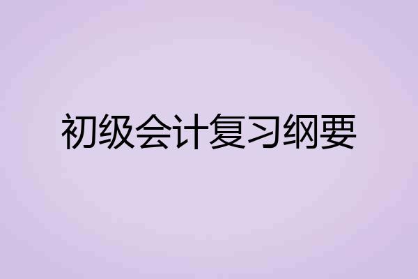 初级会计复习纲要