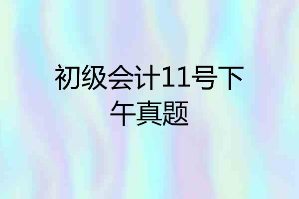 初级会计11号下午真题