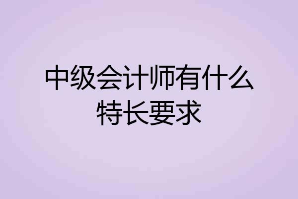 中级会计师有什么特长要求