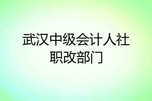 武汉中级会计人社职改部门