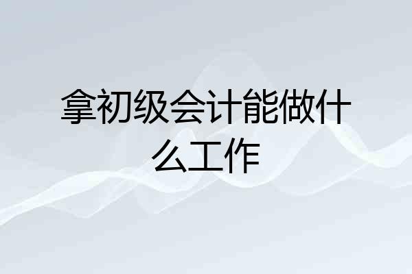 拿初级会计能做什么工作