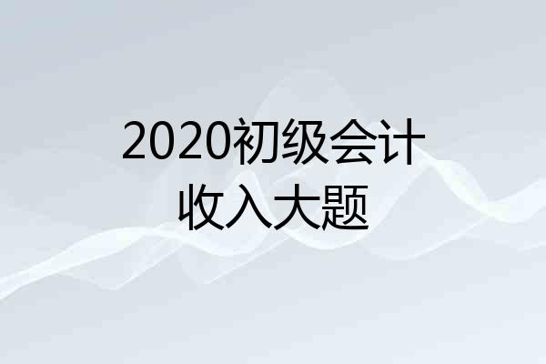 2020初级会计收入大题