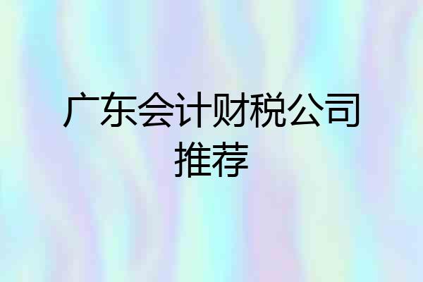 广东会计财税公司推荐