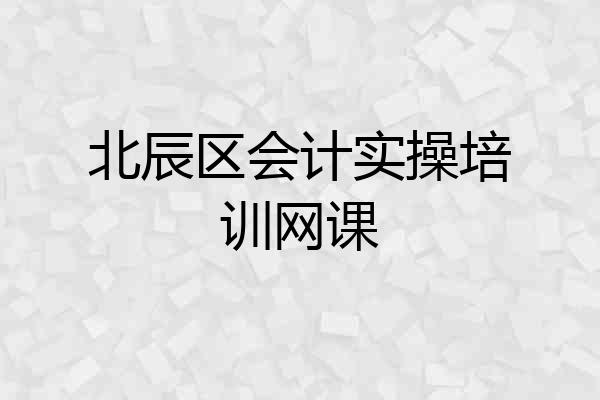 北辰区会计实操培训网课