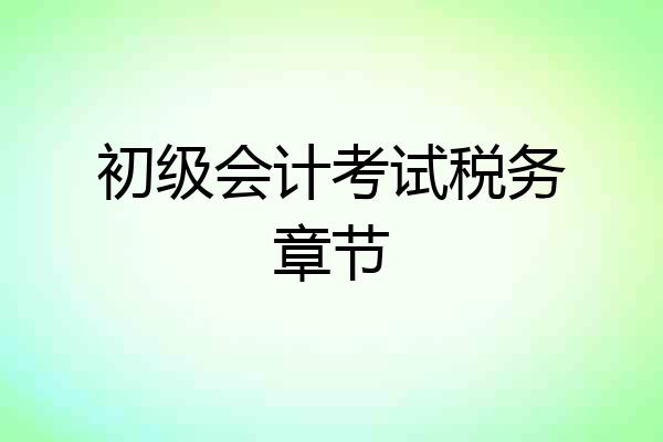 初级会计考试税务章节