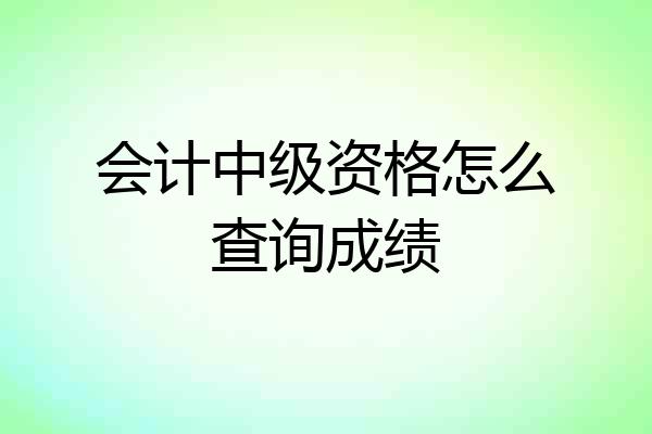 会计中级资格怎么查询成绩