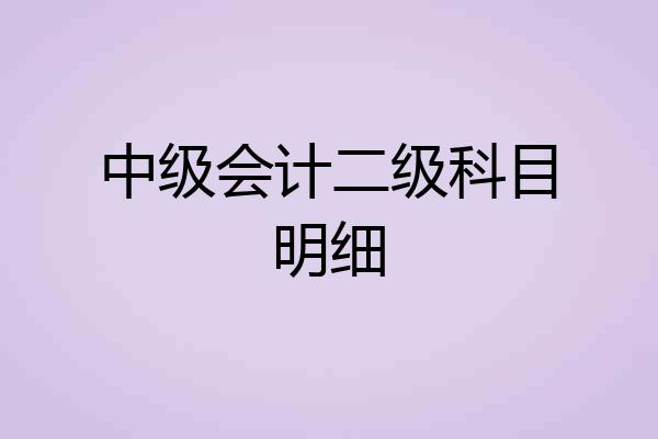 中级会计二级科目明细