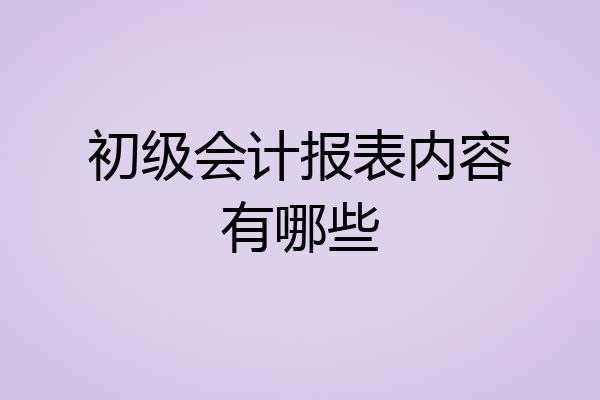 初级会计报表内容有哪些