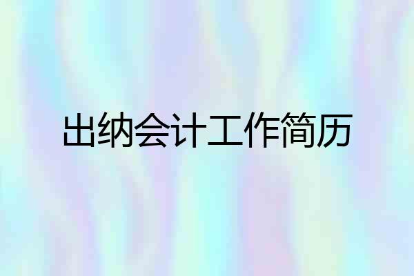 出纳会计工作简历