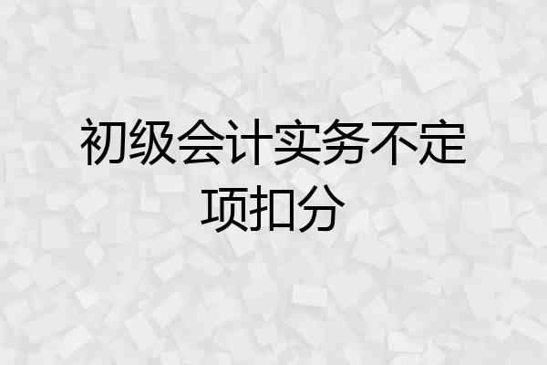 初级会计实务不定项扣分