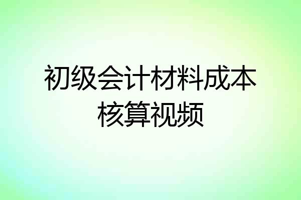 初级会计材料成本核算视频