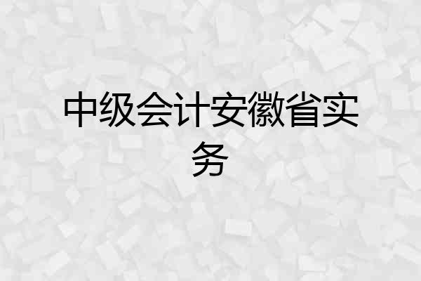 中级会计安徽省实务