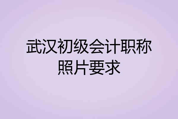 武汉初级会计职称照片要求