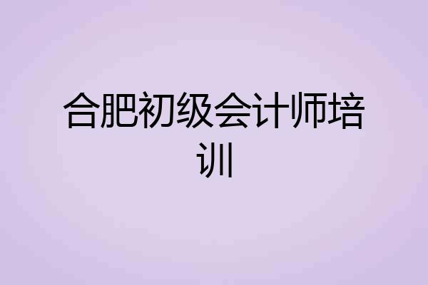 合肥初级会计师培训
