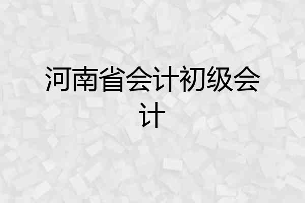 河南省会计初级会计