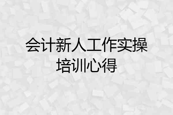 会计新人工作实操培训心得