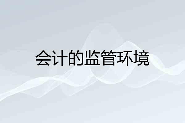 会计的监管环境
