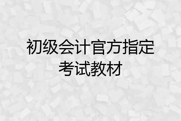 初级会计官方指定考试教材