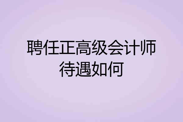 聘任正高级会计师待遇如何