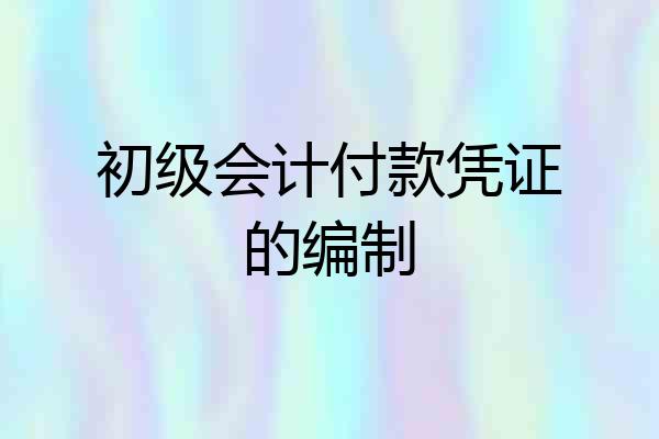 初级会计付款凭证的编制