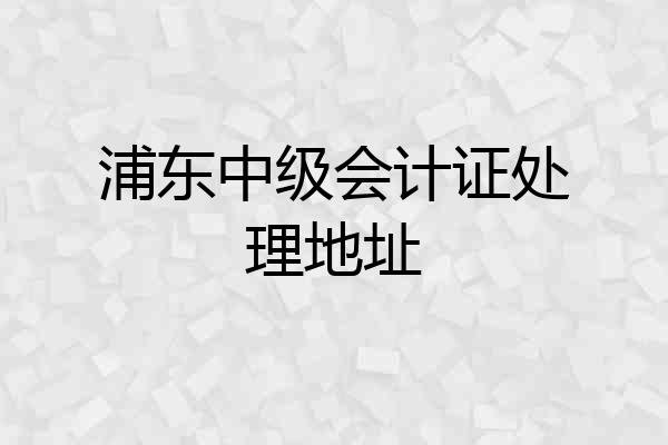 浦东中级会计证处理地址