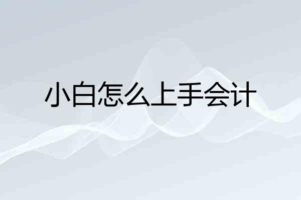 小白怎么上手会计
