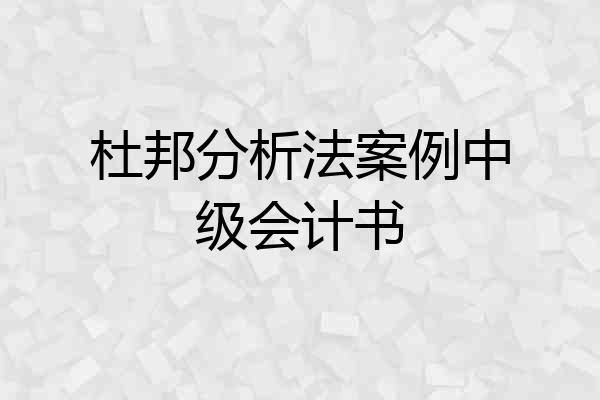 杜邦分析法案例中级会计书