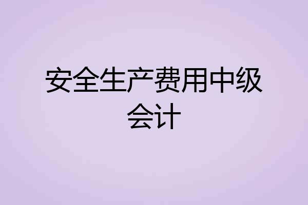 安全生产费用中级会计