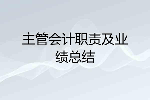 主管会计职责及业绩总结