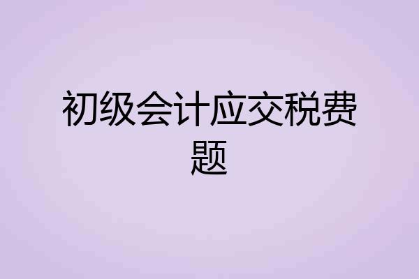 初级会计应交税费题
