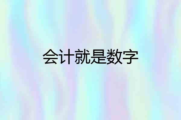 会计就是数字