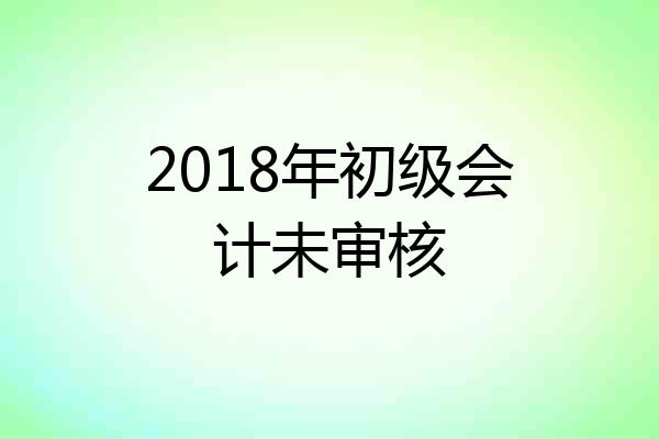 2018年初级会计未审核