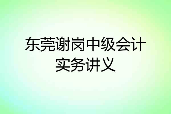 东莞谢岗中级会计实务讲义