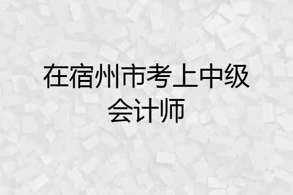 在宿州市考上中级会计师