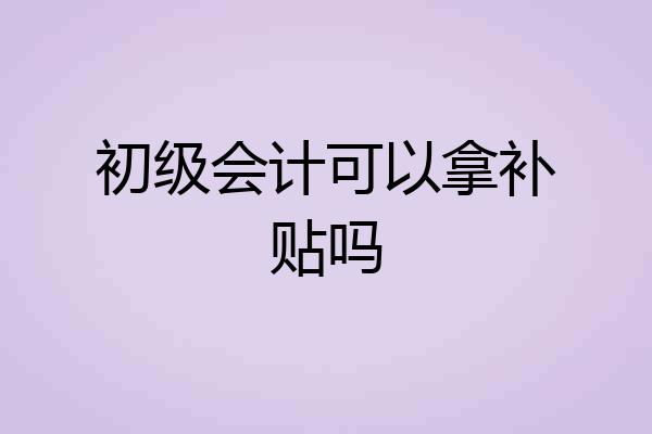 初级会计可以拿补贴吗